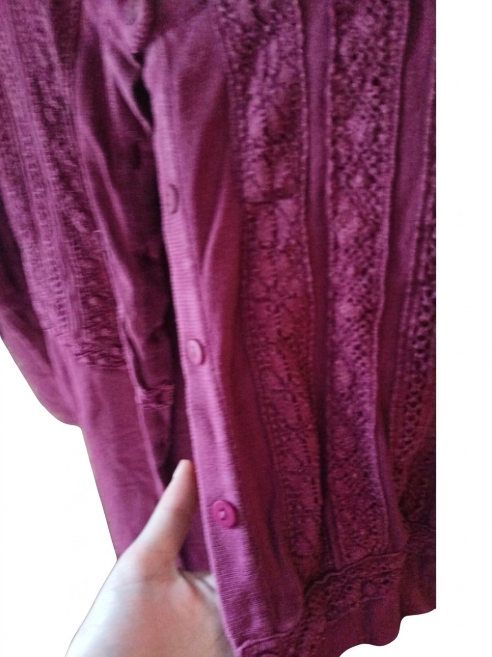 April Cornell Raspberry Button-Front Long-Sleeve Dress - Picture 4 of 6